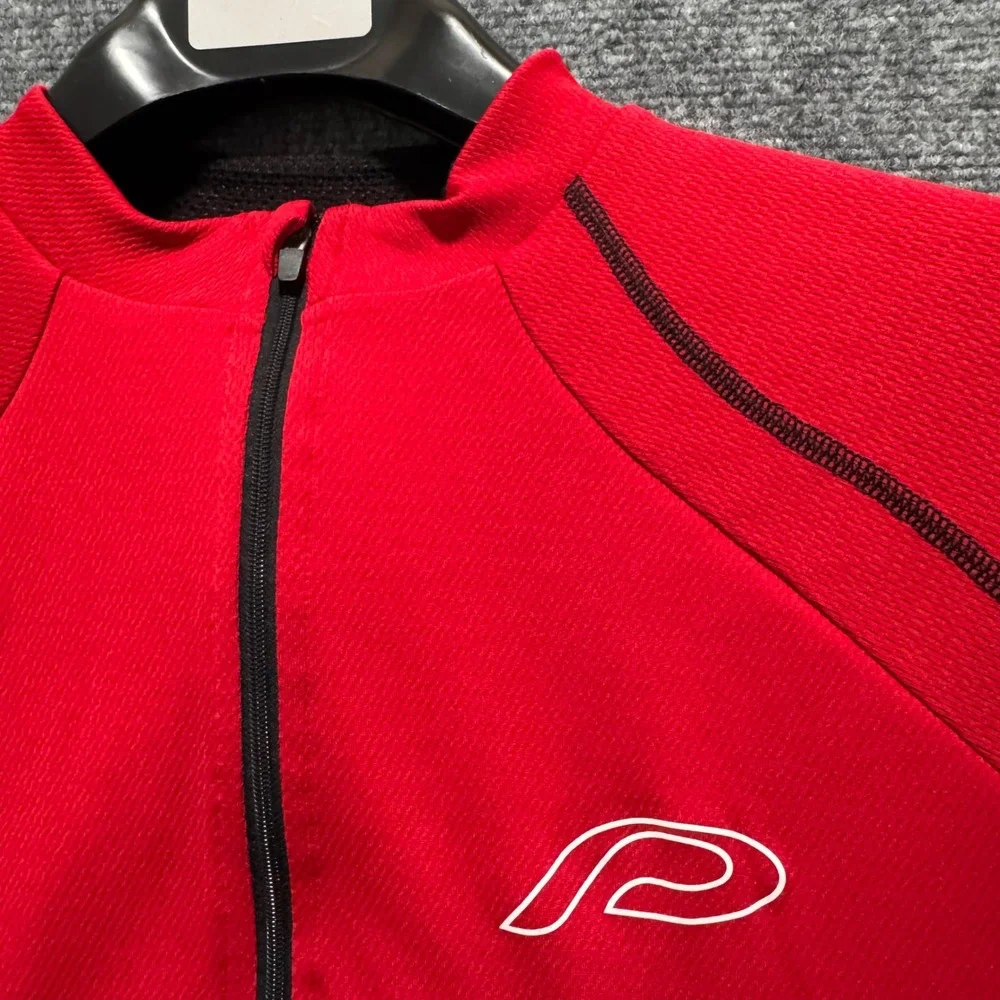 Protective Cycling Jersey Mens Medium Red White 1/2 Zip Short Sleeve Compression - Picture 4 of 8